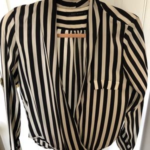 Zara black and white blouse